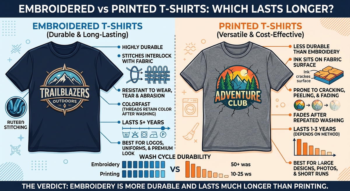 Embroidered vs Printed T-Shirts: Which Lasts Longer?