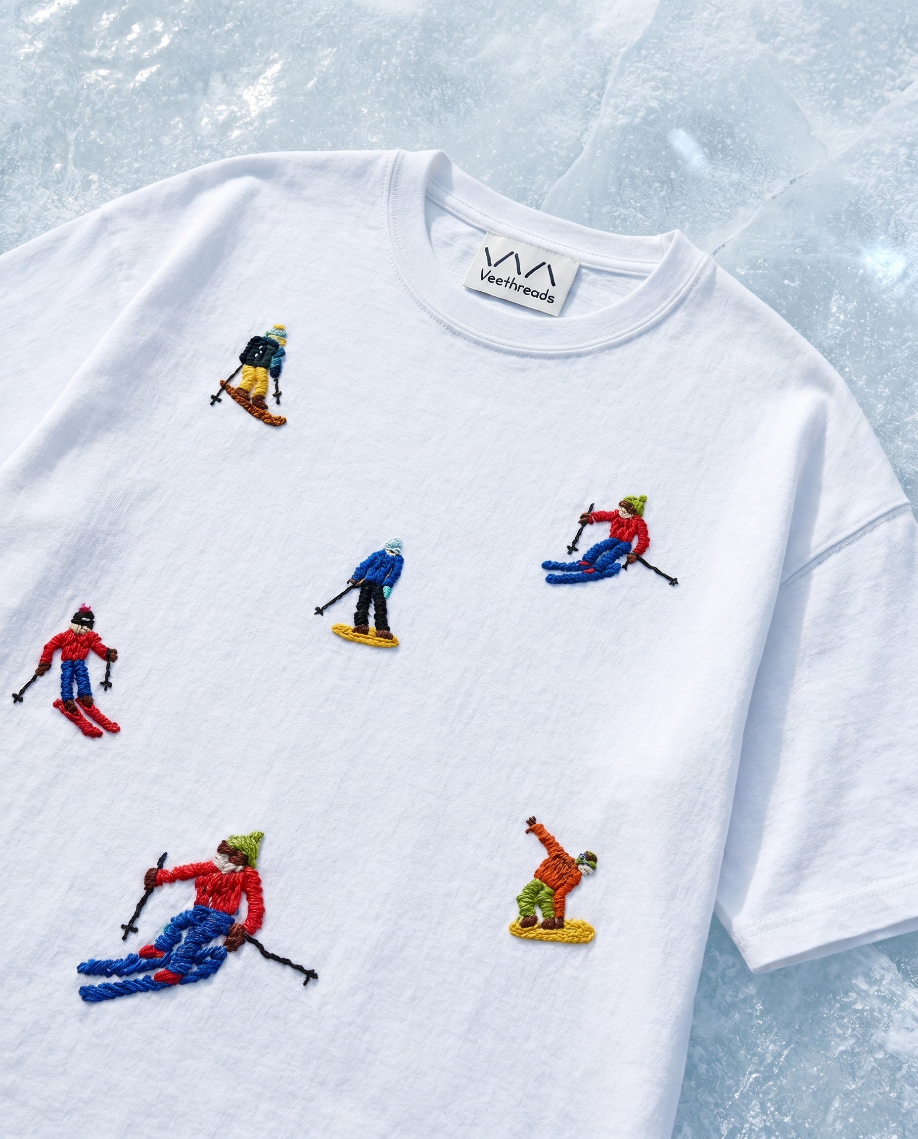 Piste | Ski & Snowboard Hand-Embroidered T-shirt