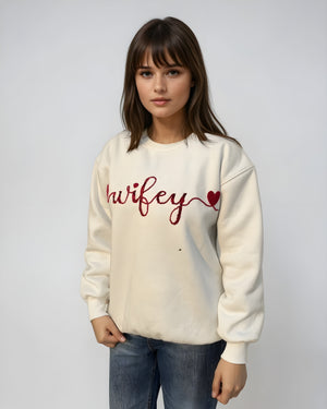 Wifey Hand Embroidery Loose fit sweatshirt - Vee Threads