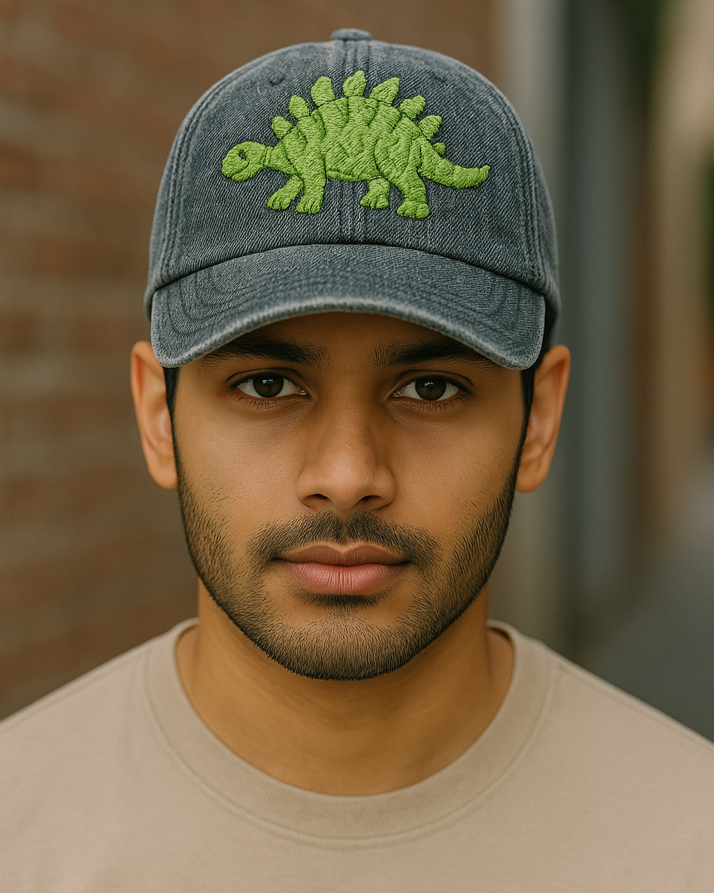 Dino embroidered denim cap - Vee Threads