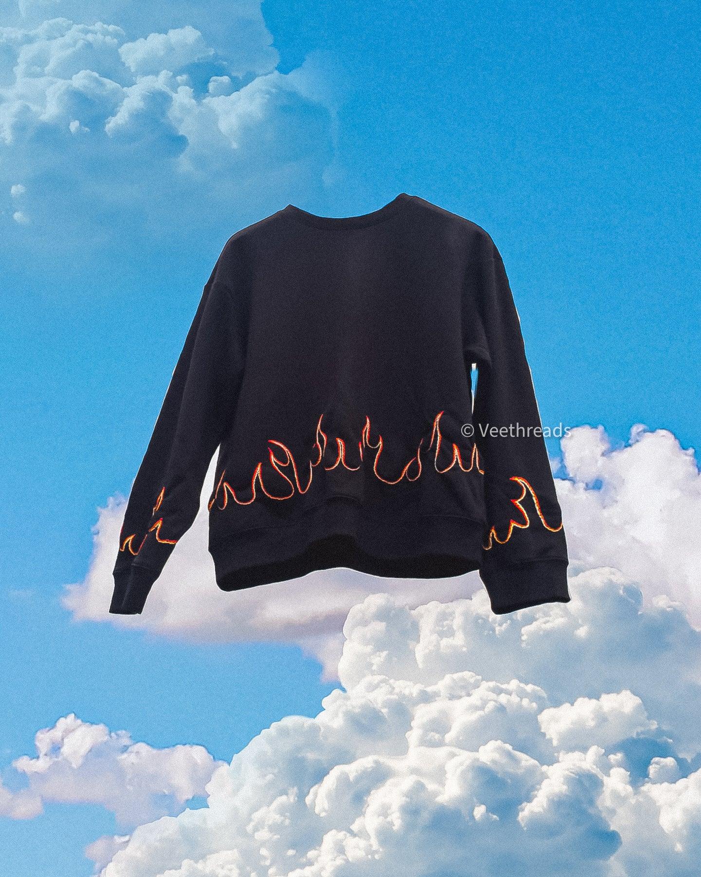 Flame Hand-Embroidered Sweatshirt - Vee Threads
