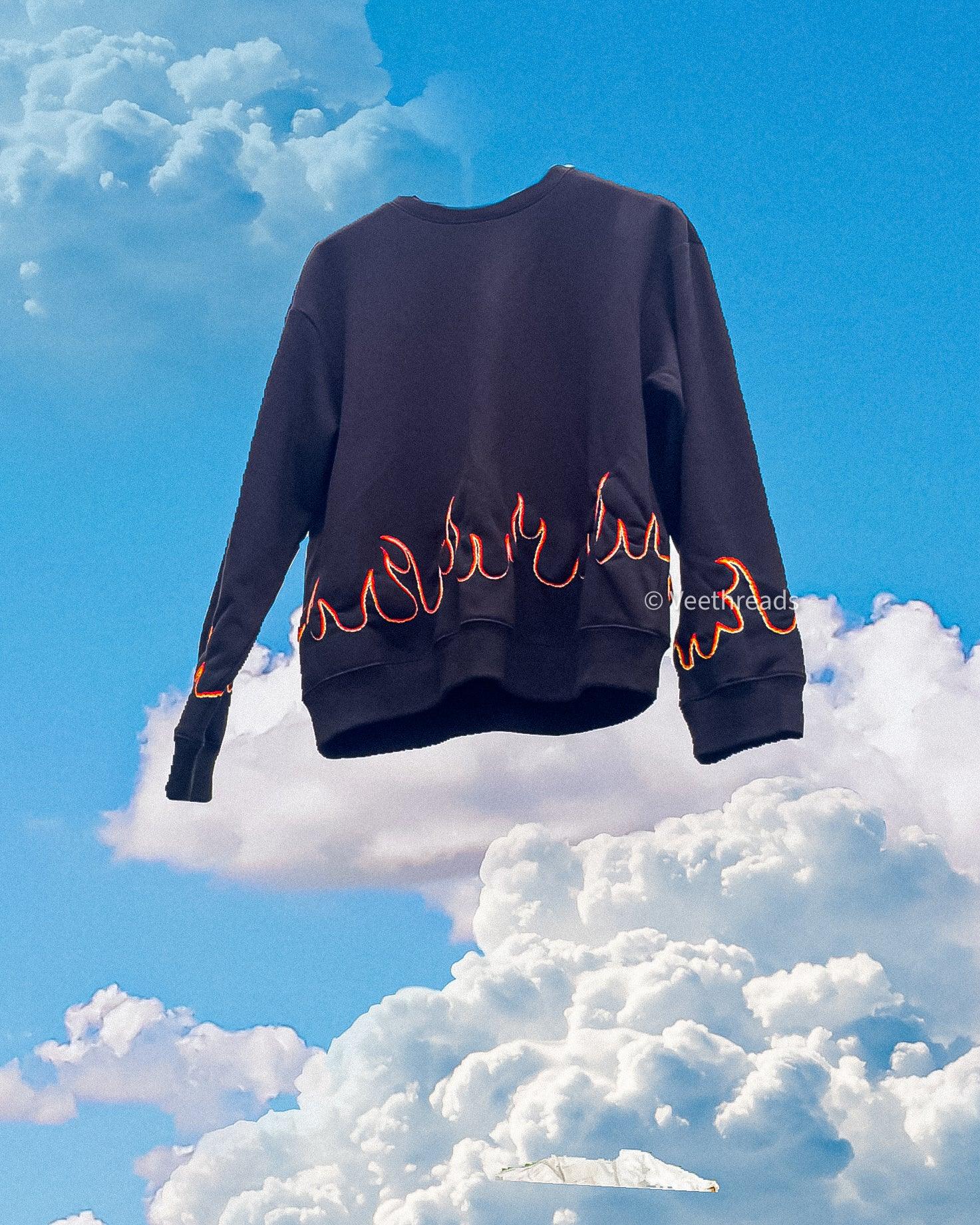 Flame Hand-Embroidered Sweatshirt - Vee Threads