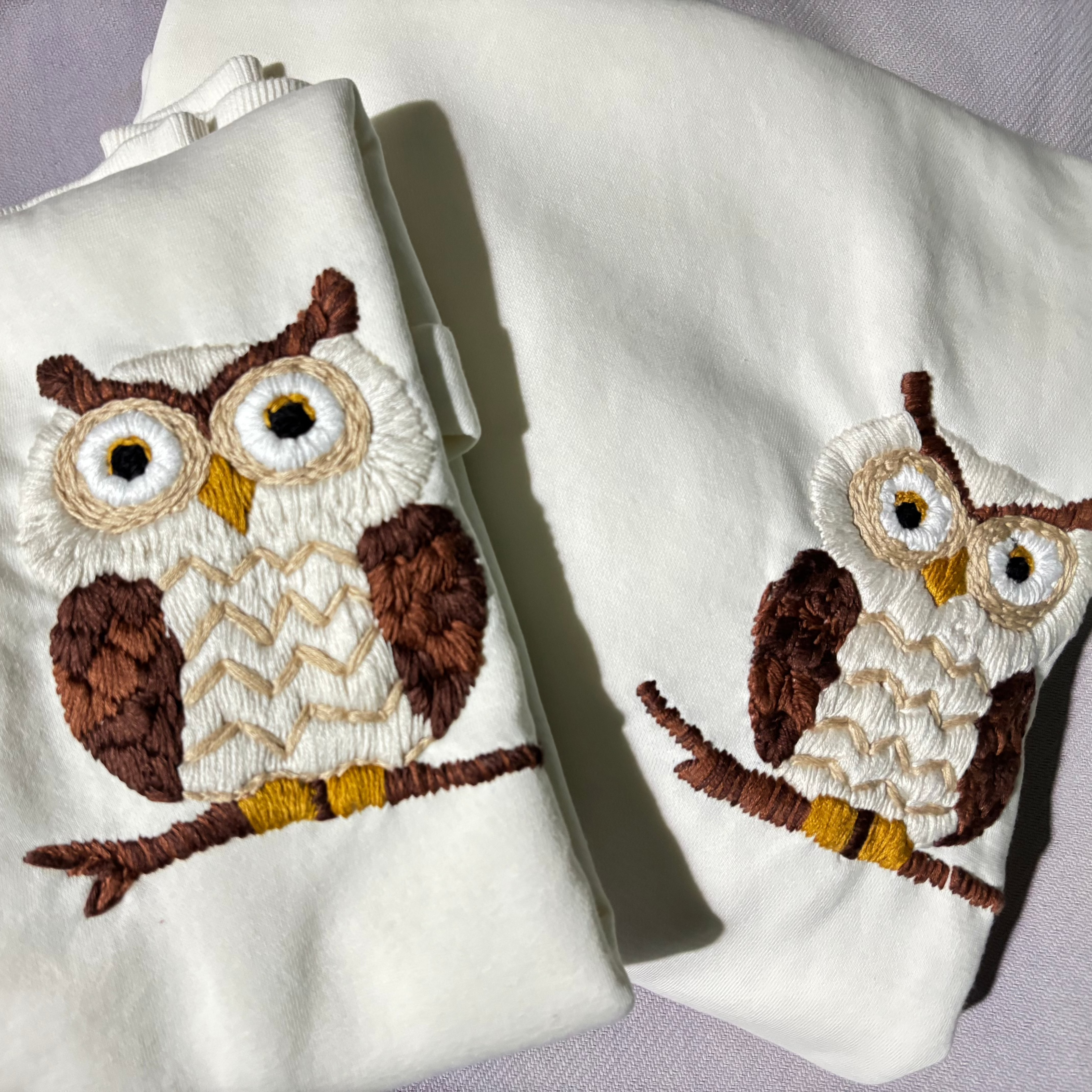 Owl Hand-Embroidered Loose Fit Sweatshirt Unisex - Vee Threads