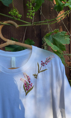 Floral Hand-Embroidered Cotton Oversized T-Shirt - Vee Threads