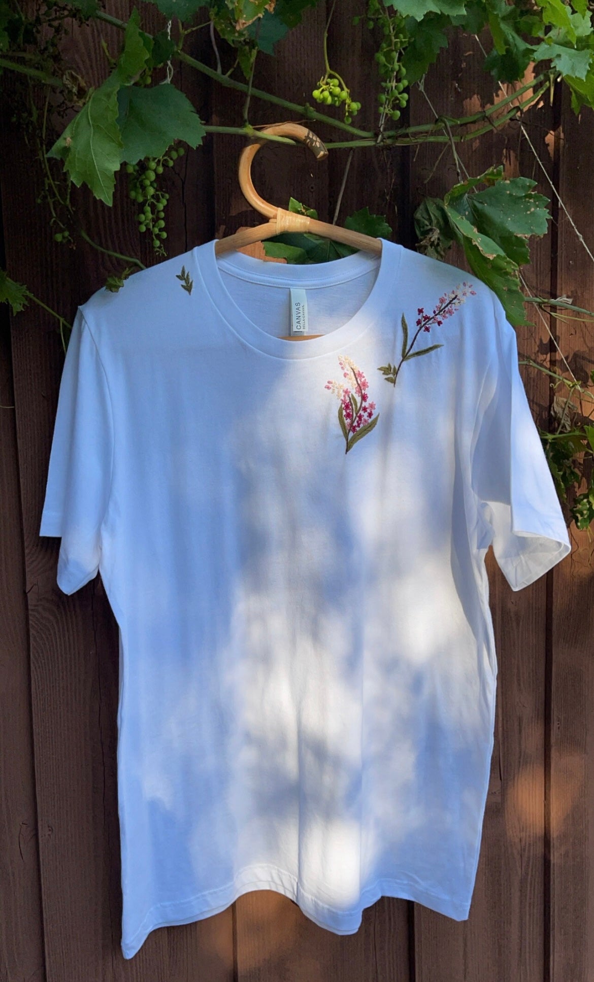Floral Hand-Embroidered Cotton Oversized T-Shirt - Vee Threads