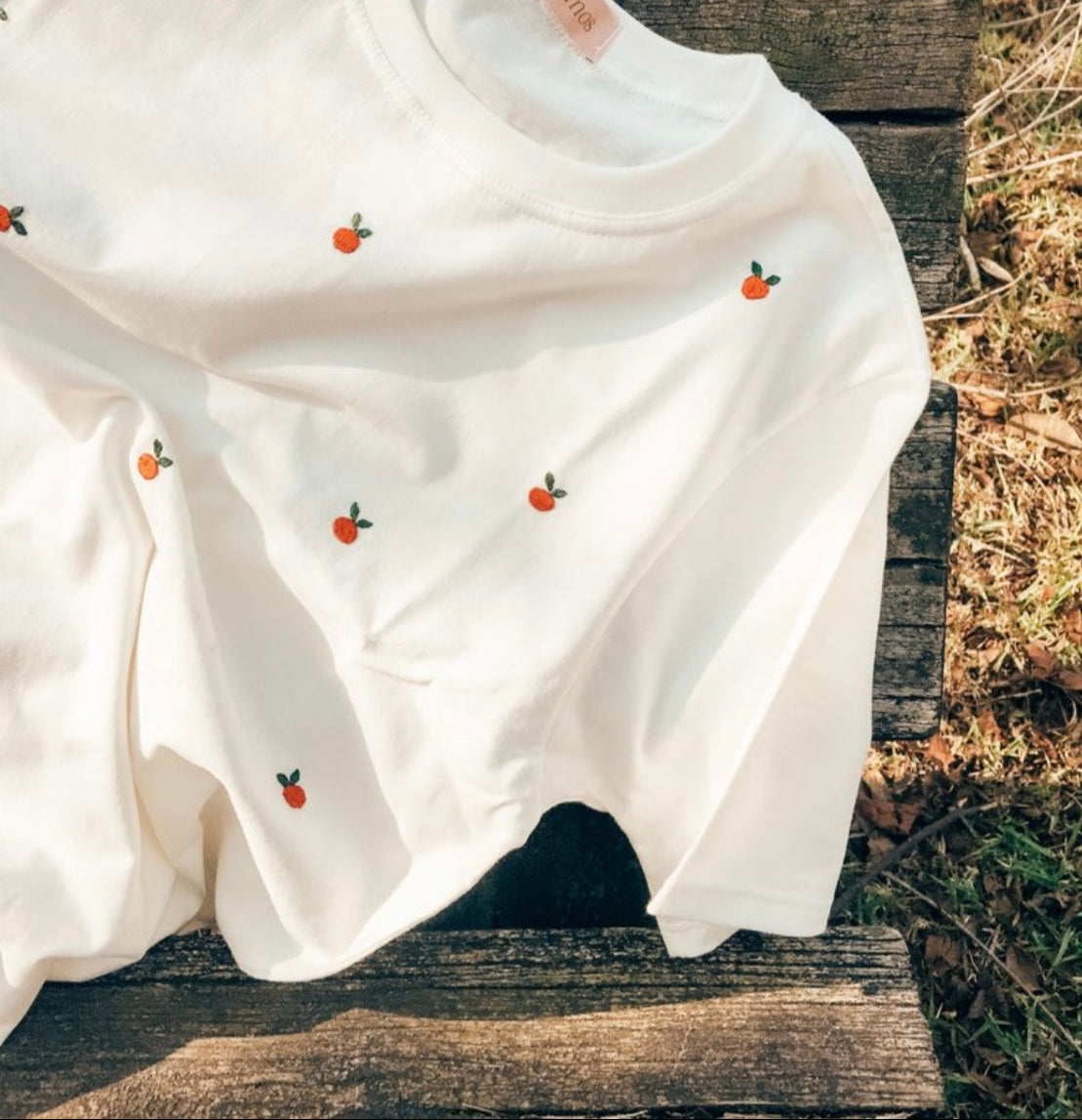 Tomato cute Hand-Embroidered T-shirt - Vee Threads