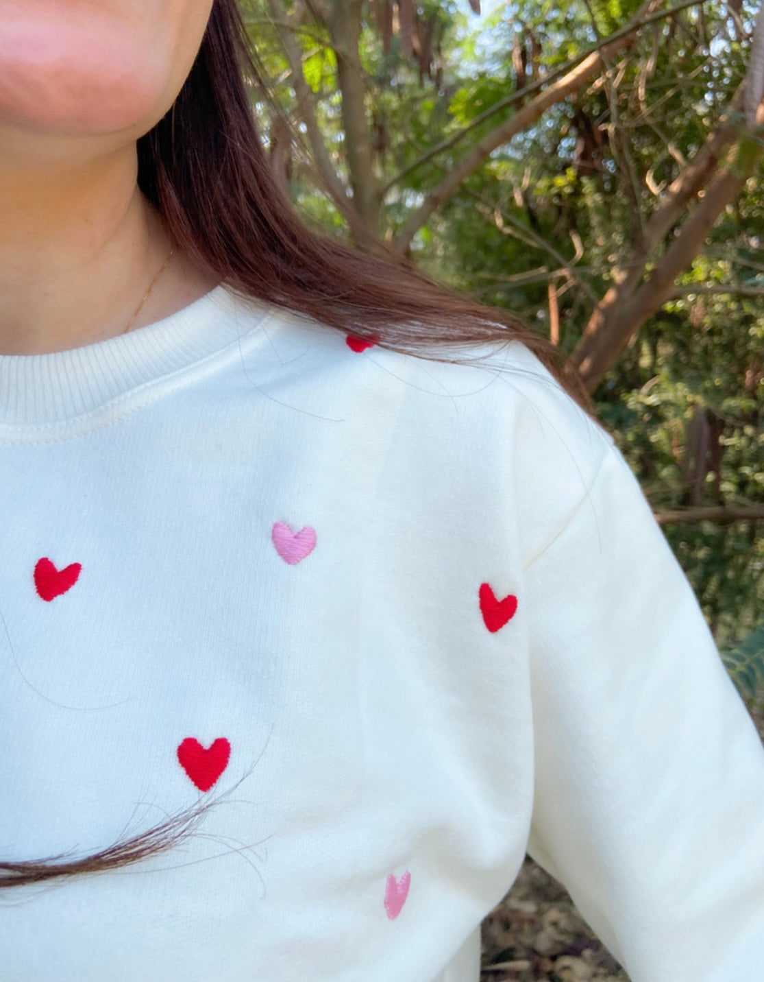 Red Heart Hand Embroidery Loose fit sweatshirt - Vee Threads