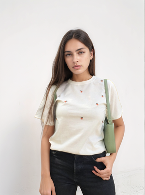 Tomato cute Hand-Embroidered T-shirt - Vee Threads