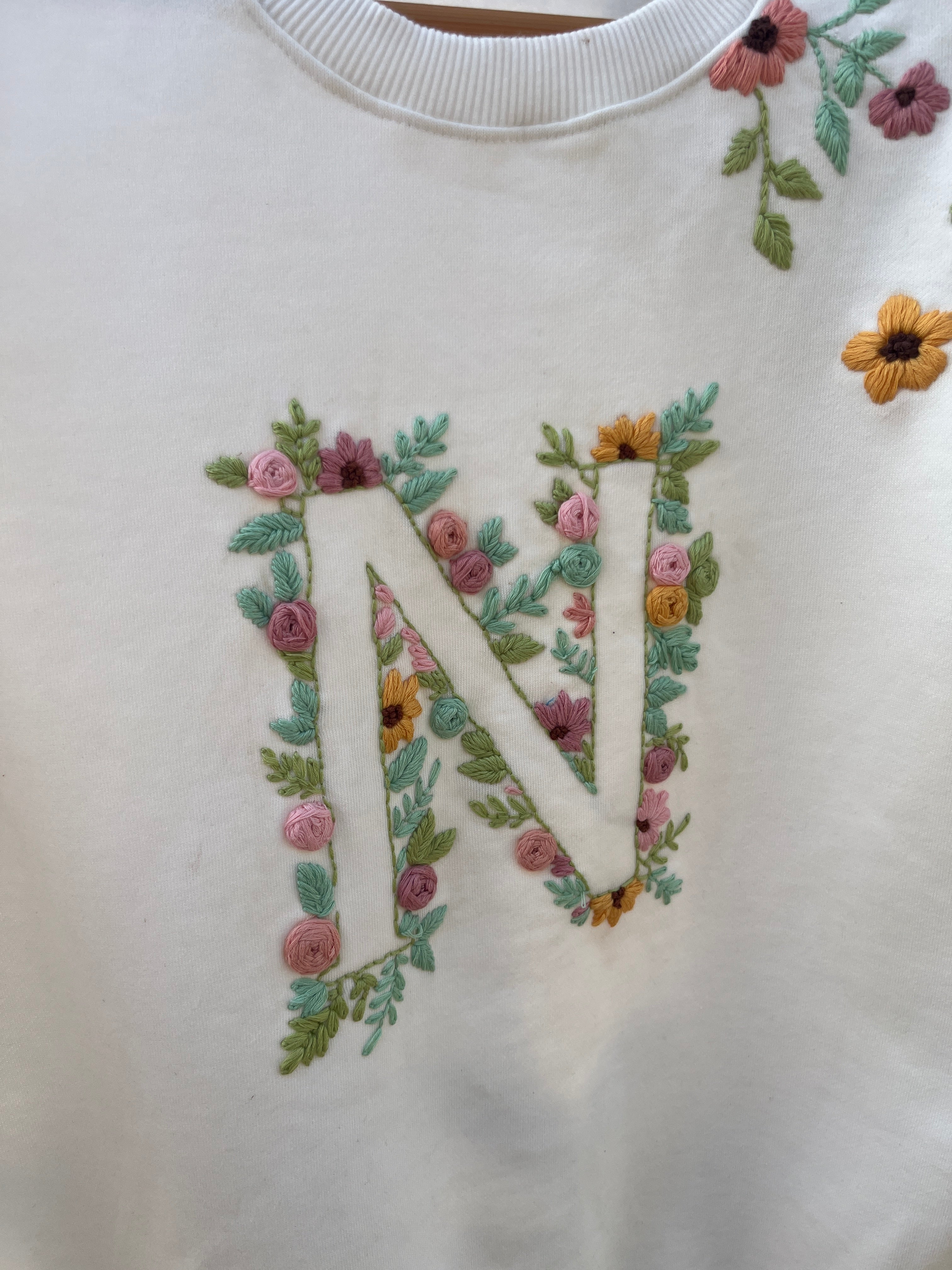 Name Initials and floral Loose fit Sweatshirt (Unisex) - Vee Threads