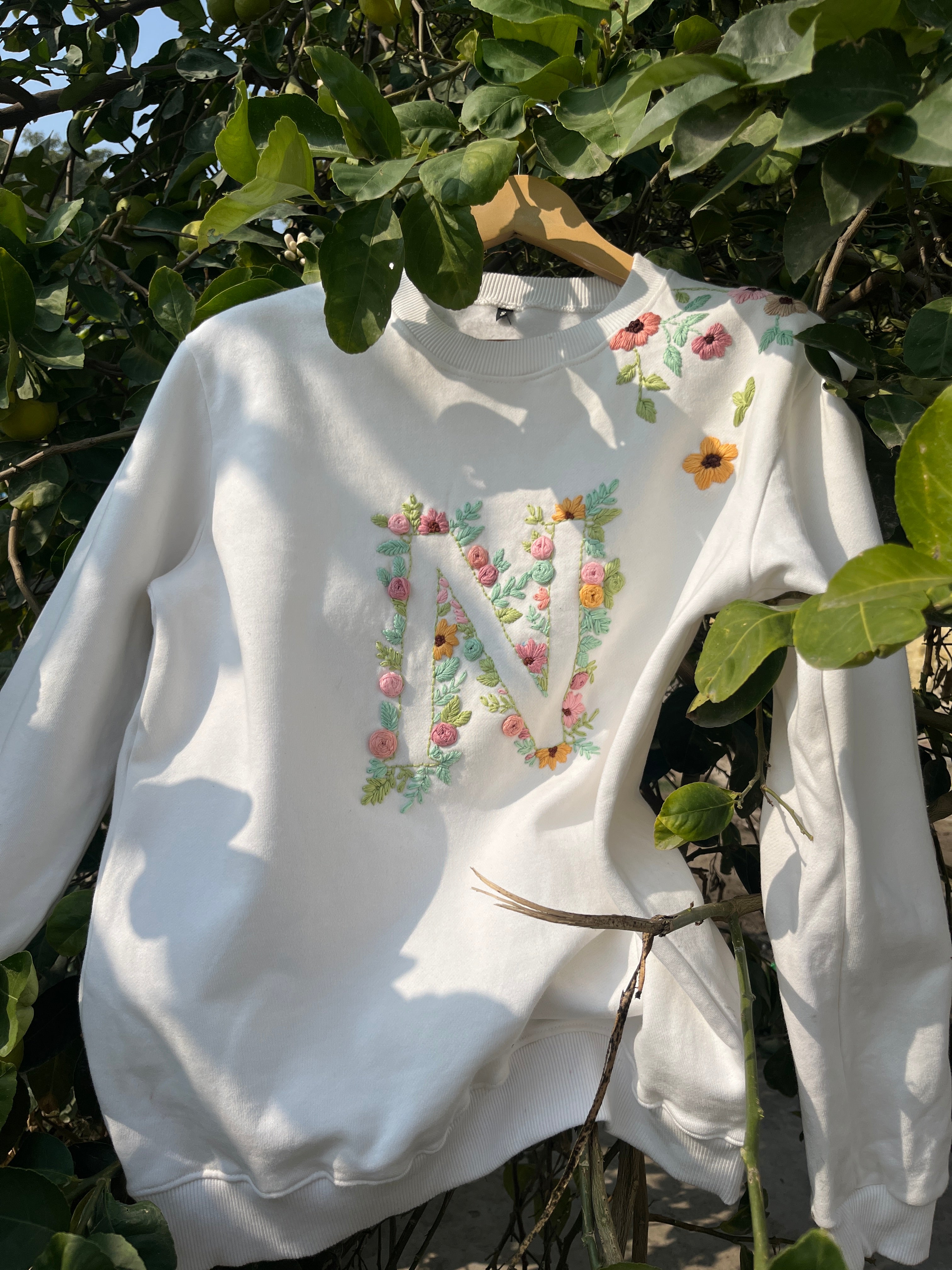 Name Initials and floral Loose fit Sweatshirt (Unisex) - Vee Threads