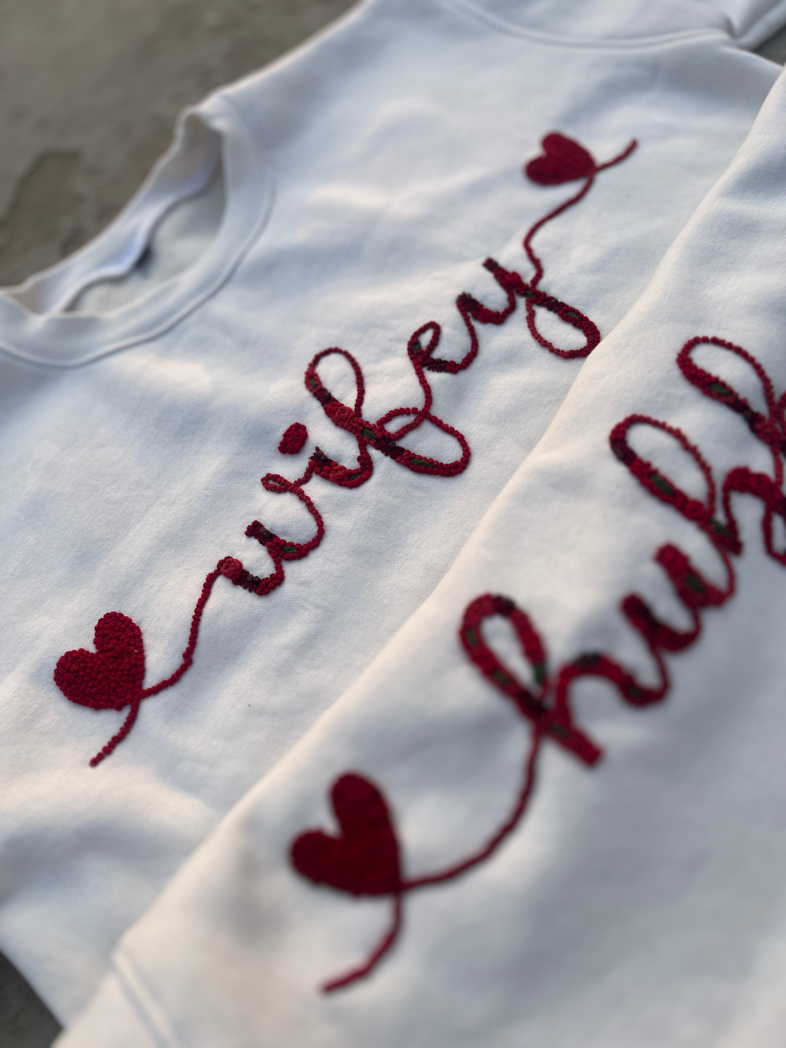 Wifey Hand Embroidery Loose fit sweatshirt - Vee Threads