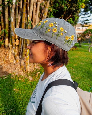 Sunflower field Hand Embroidery Caps | Unisex - Vee Threads