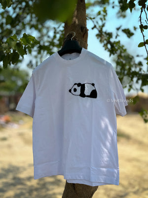 Panda Hand Embroidery T-shirt - Vee Threads
