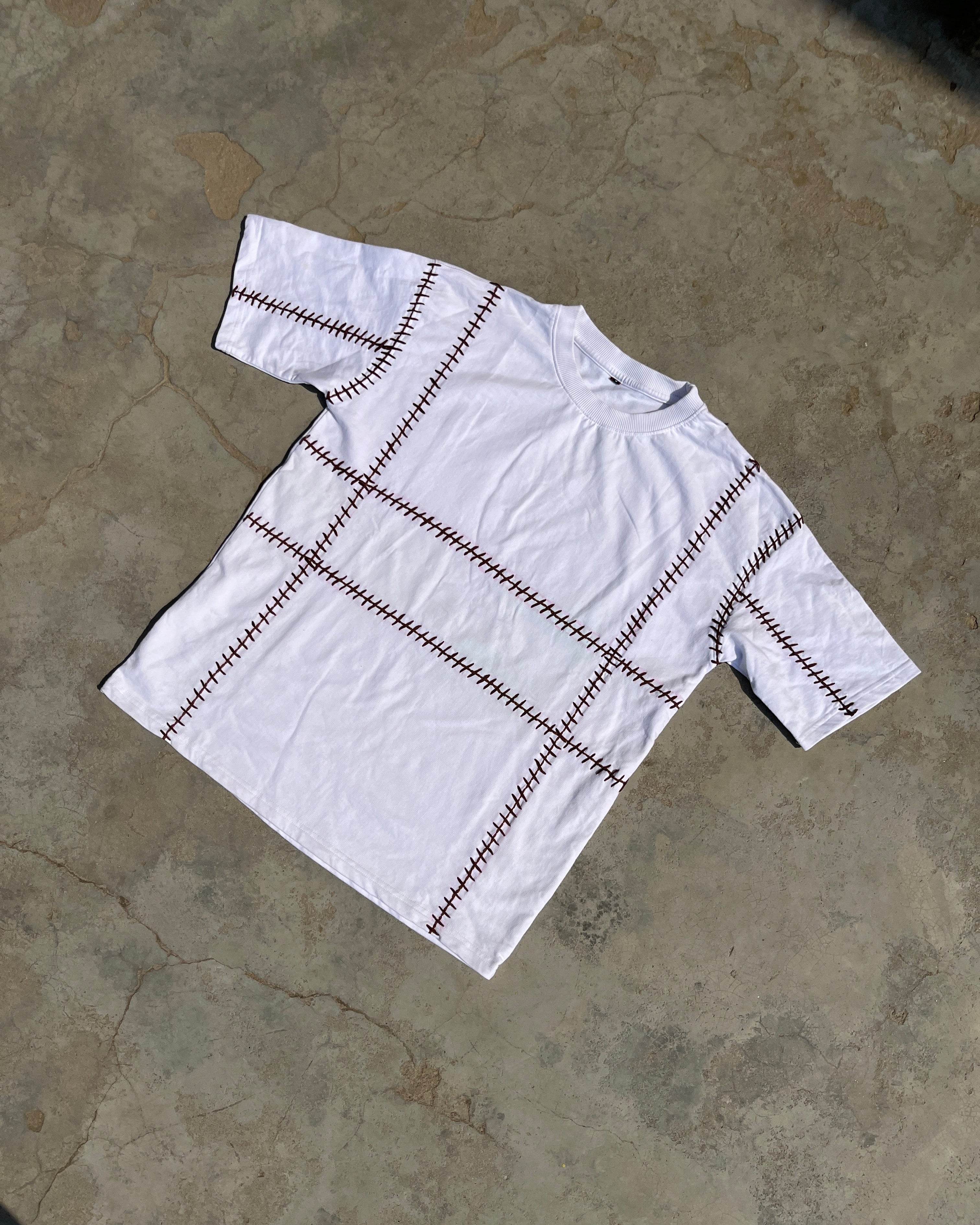 Gridlock handcrafted embroidered Oversized T-shirt (Unisex) - Vee Threads