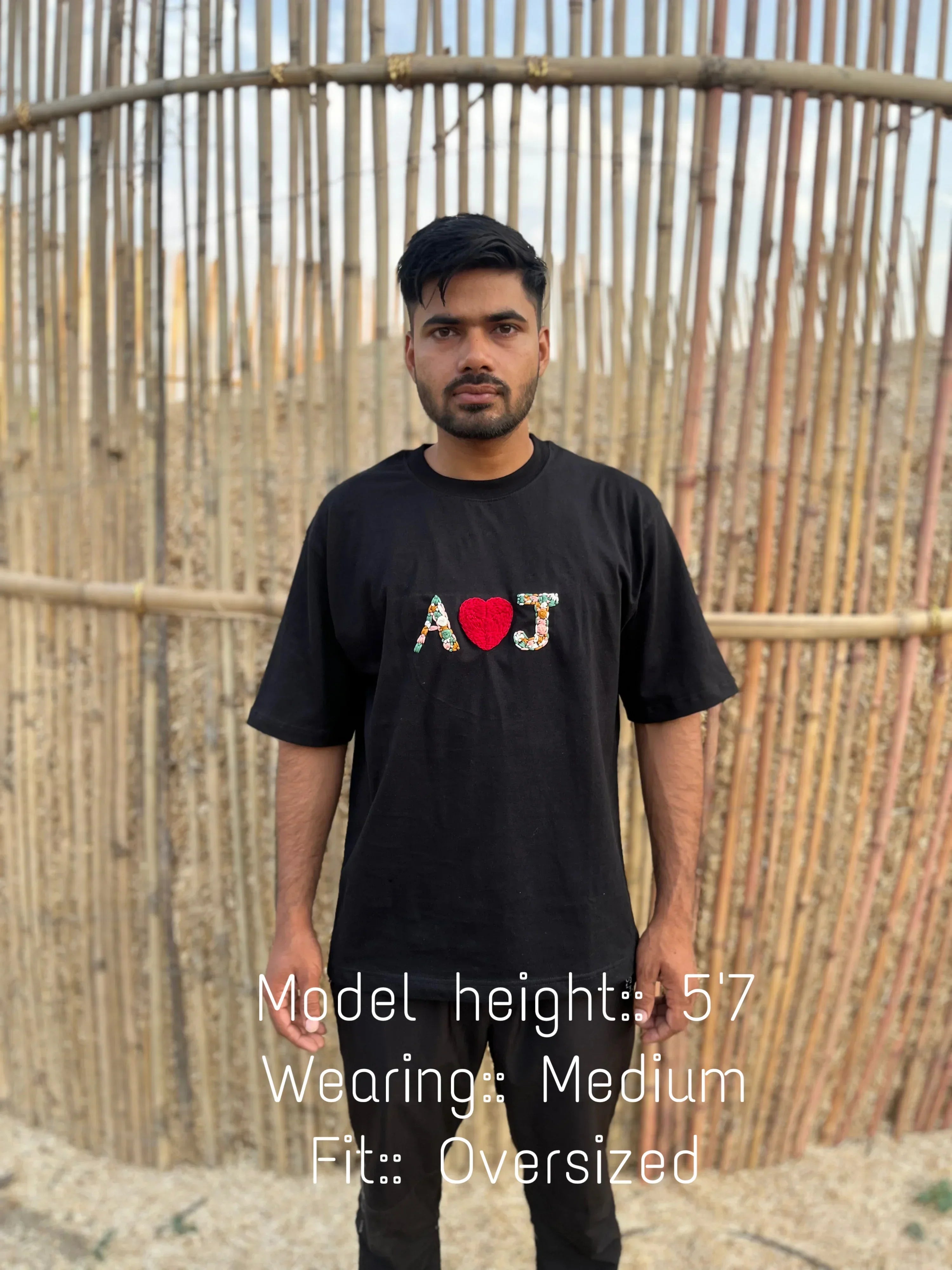 Name Initials Customise Hand Embroidery Oversized T-Shirt (UNISEX) - Vee Threads