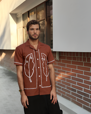 kela leaf hand embroidered Shirt - Vee Threads