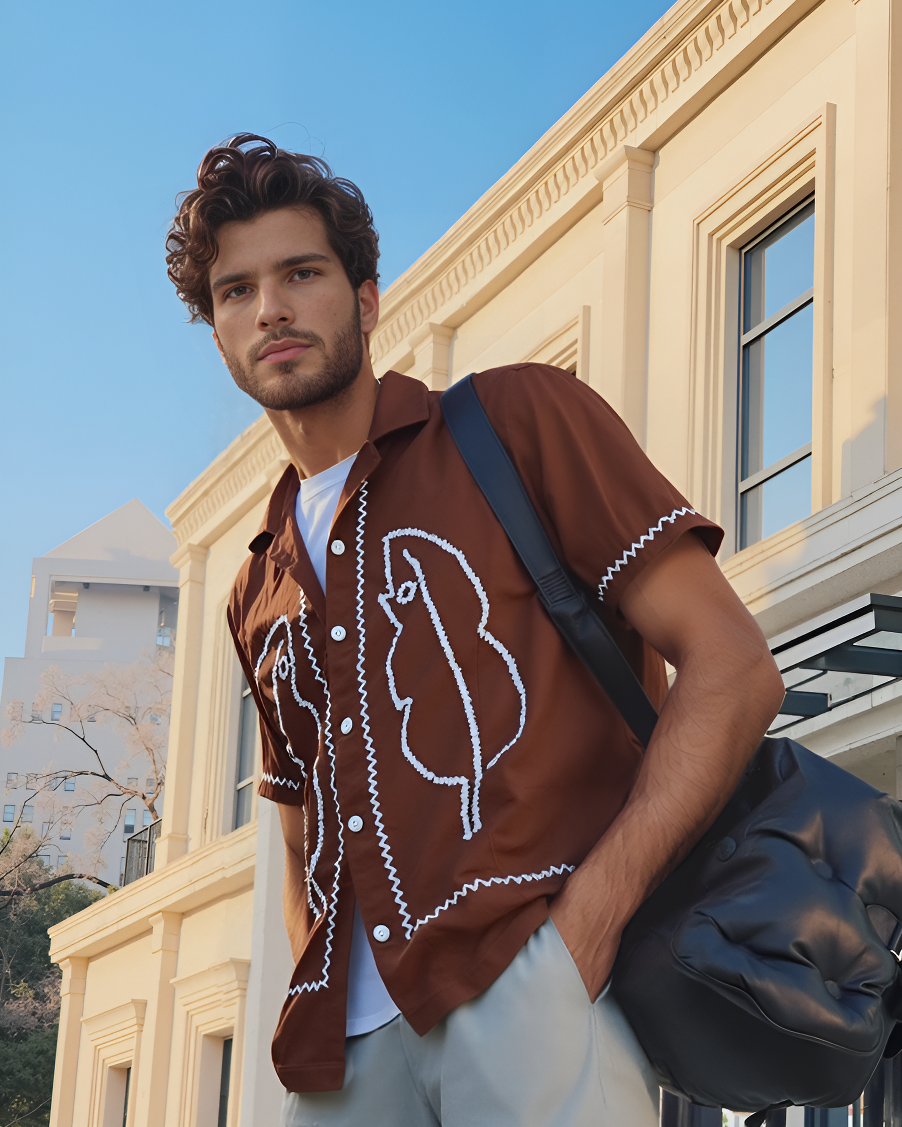 kela leaf hand embroidered Shirt - Vee Threads