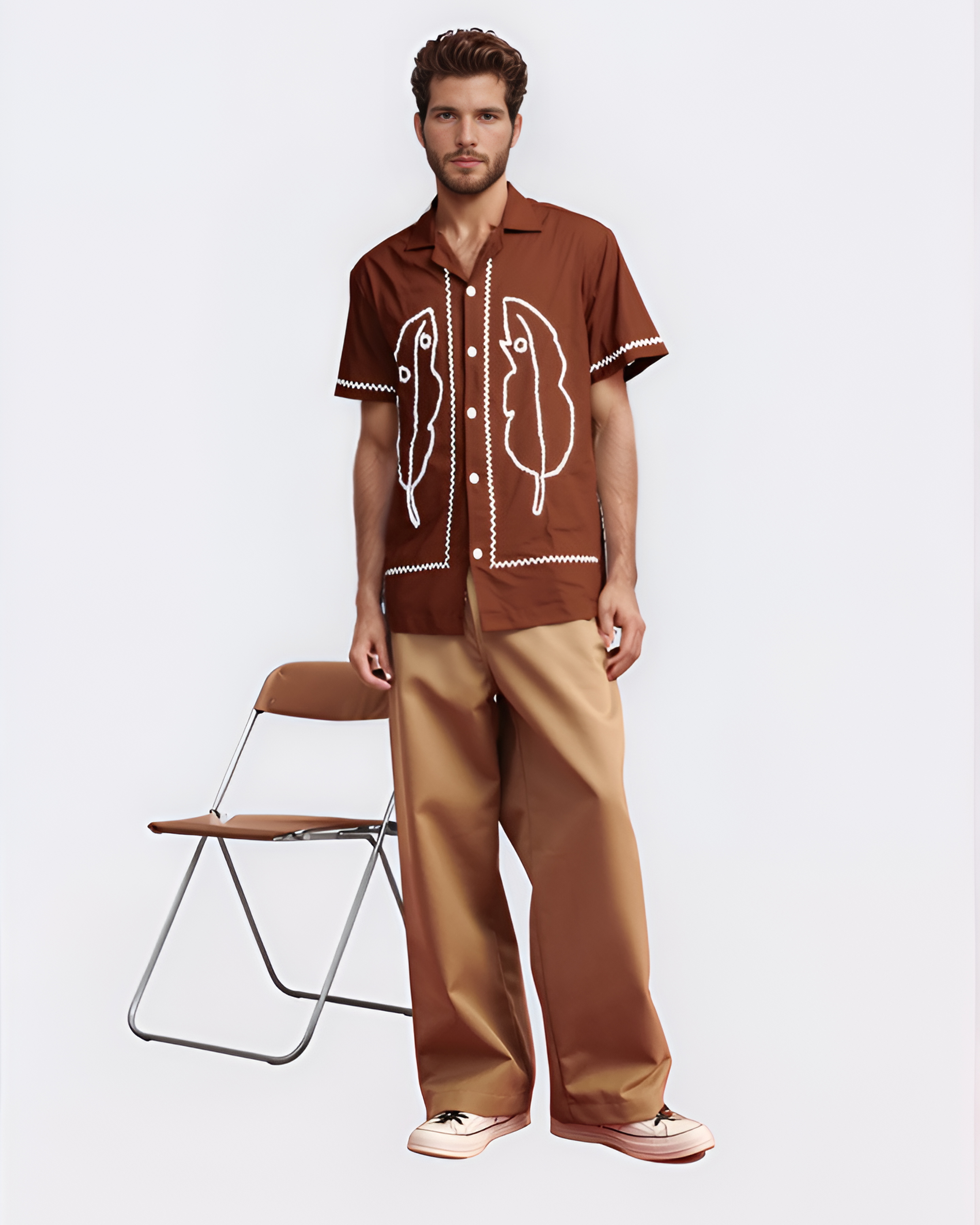 kela leaf hand embroidered Shirt - Vee Threads