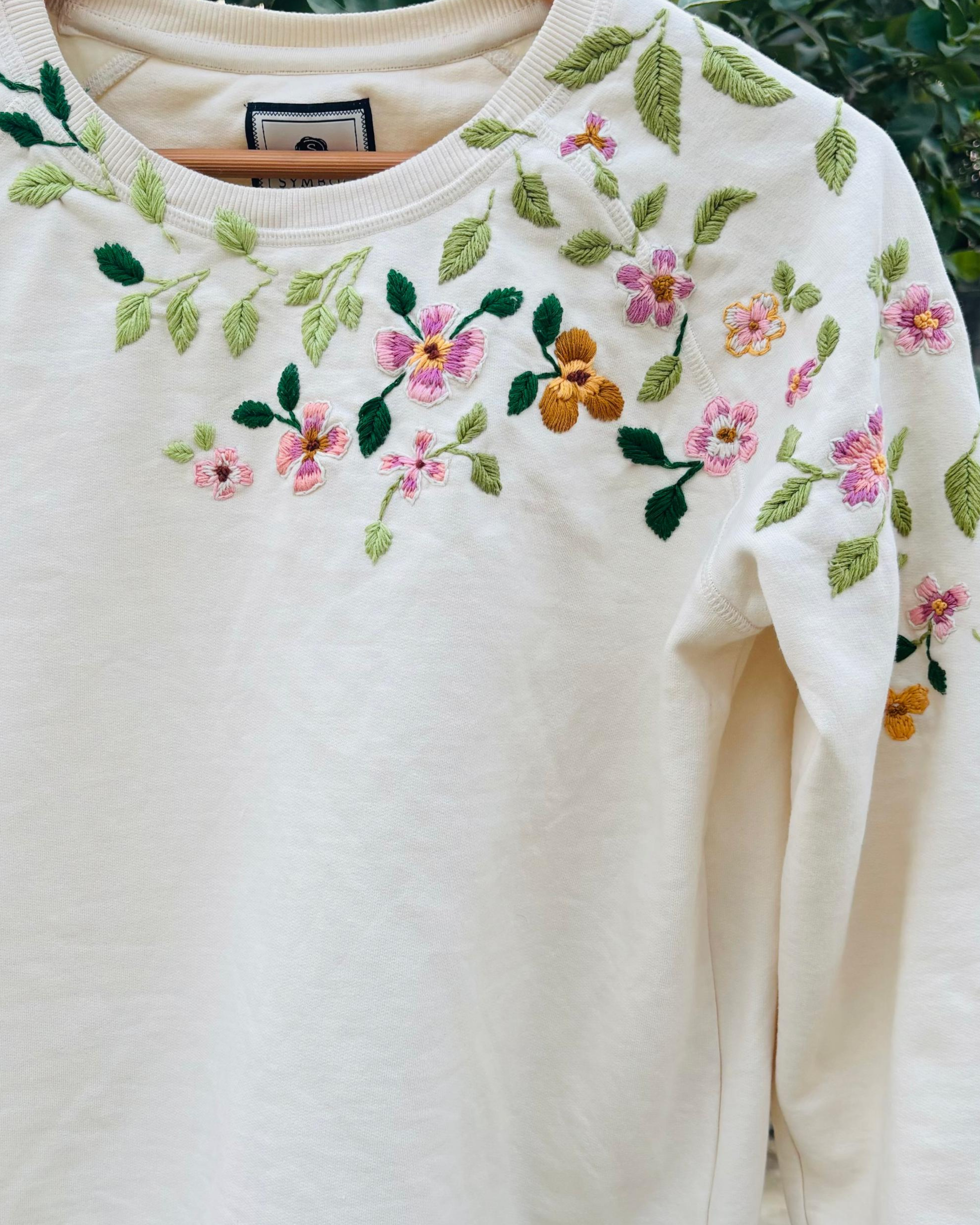 Botanical Hand Embroidered Sweatshirt | Veethreads