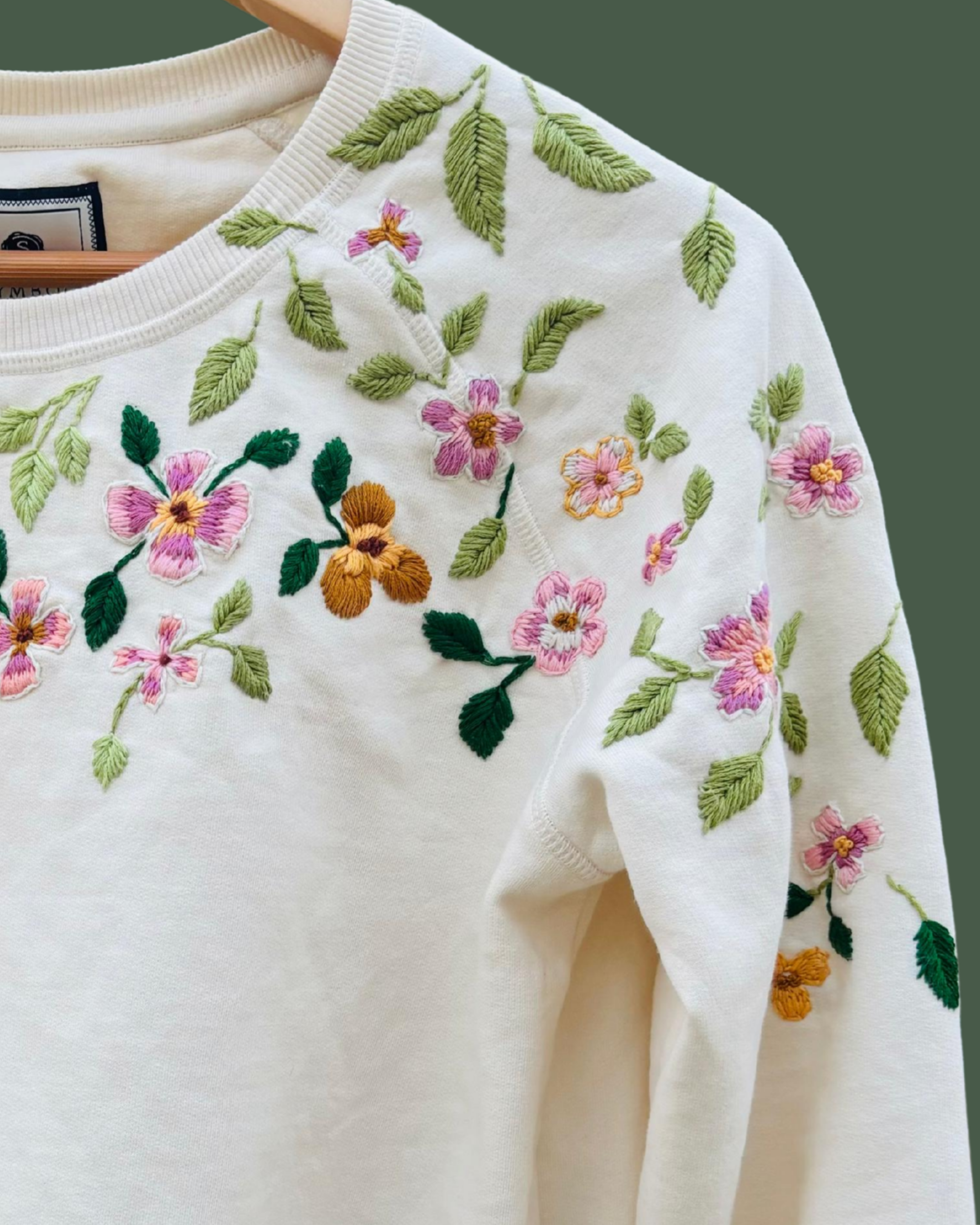 Botanical Hand Embroidered Sweatshirt | Veethreads