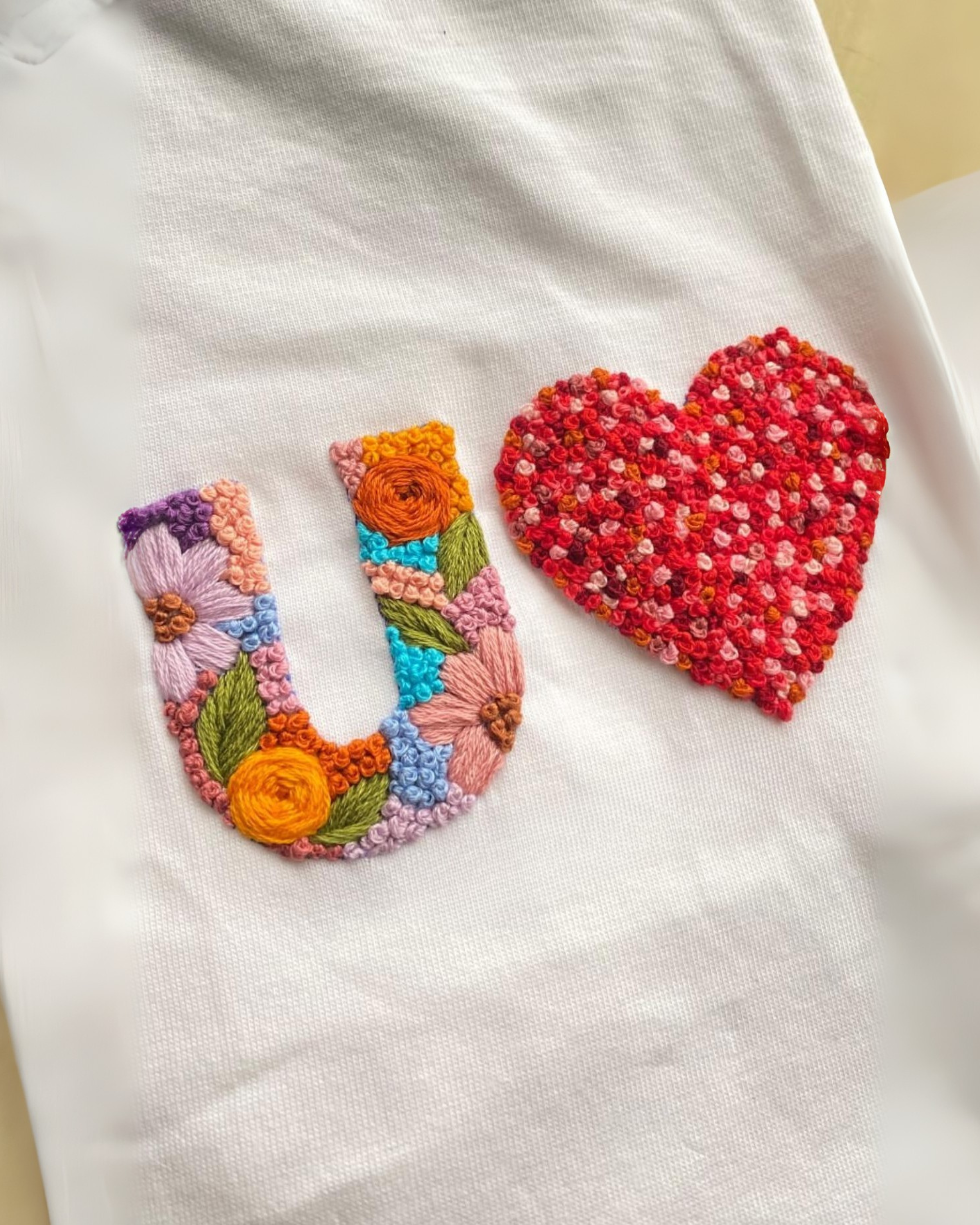 Custom Name Initials & heart Hand Embroidery Oversized T-shirt (Unisex) - Vee Threads