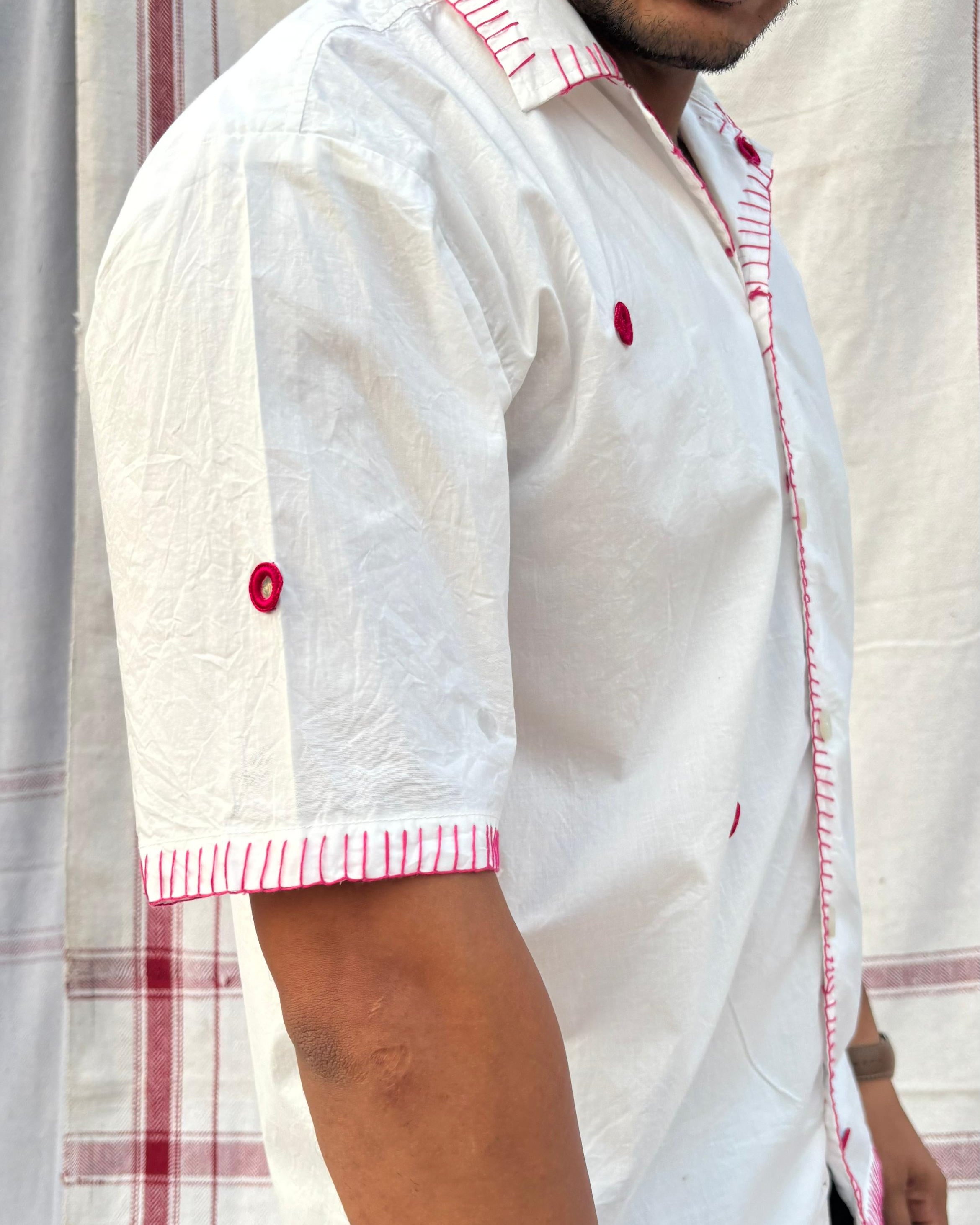 close up of Shada mirror work embroidered Shirt - Vee Threads