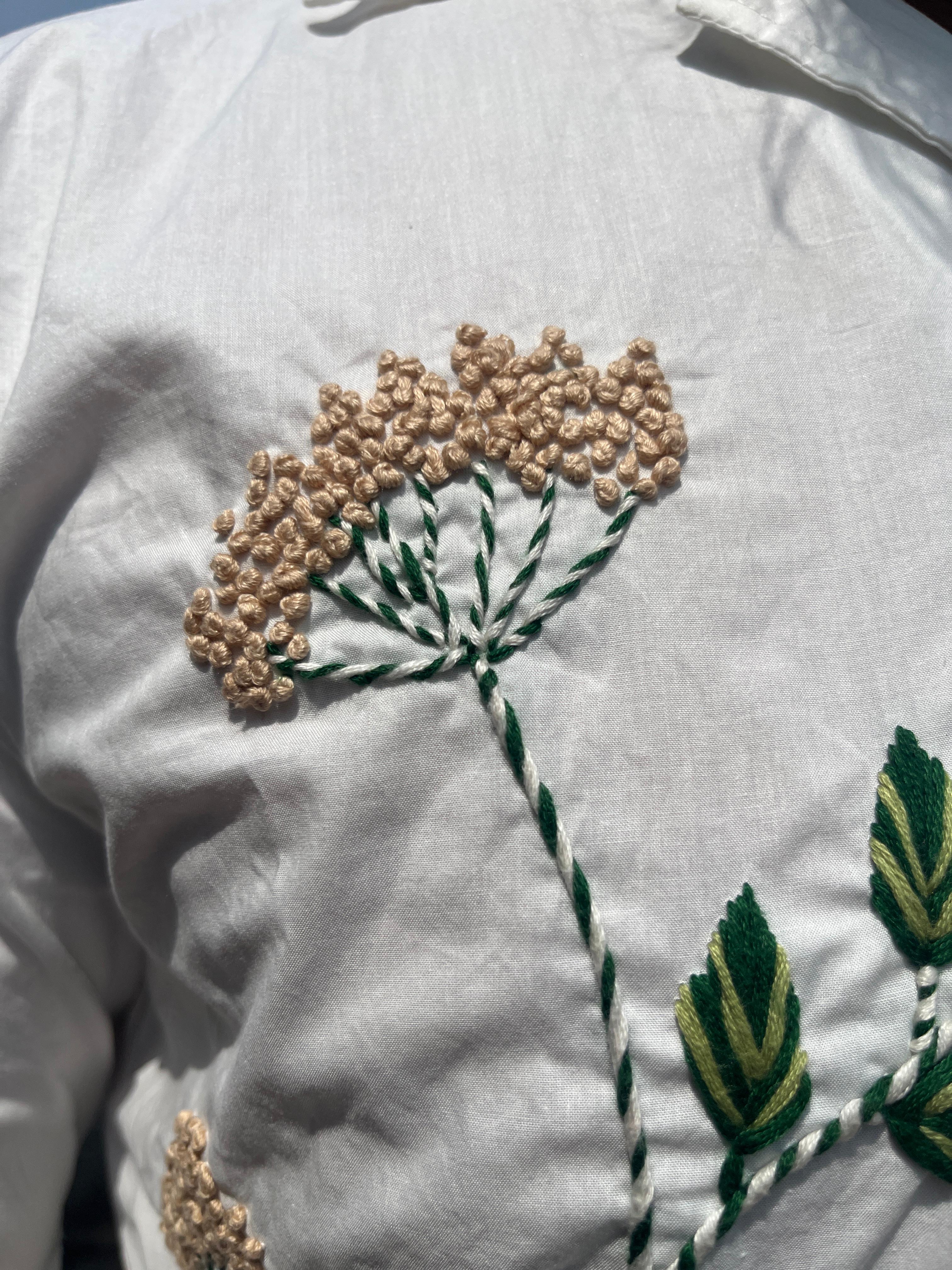 Hand Embroidered Cotton Shirt for Men Floral Design | Premium Summer Wear - Vee Threads