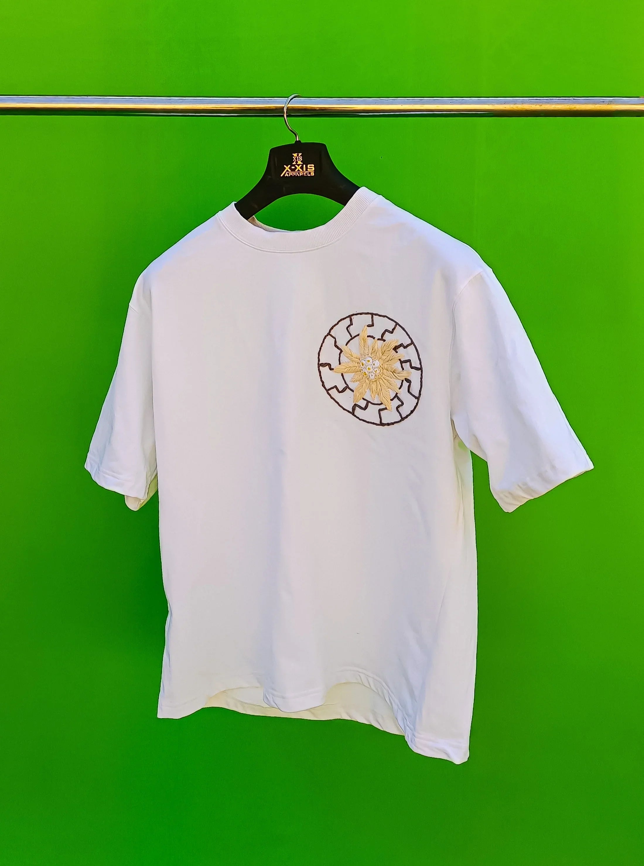 Luxe Alpine Edelweiss Hand Embroidered Oversized T-Shirt (Unisex) - Vee Threads