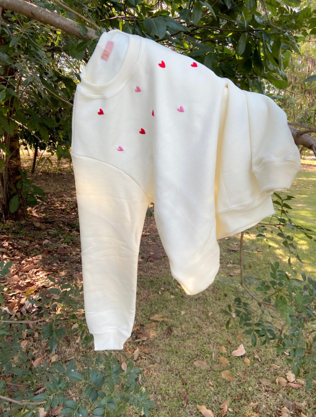 Red Heart Hand Embroidery Loose fit sweatshirt - Vee Threads