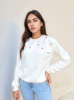 Red Heart Hand Embroidery Loose fit sweatshirt - Vee Threads