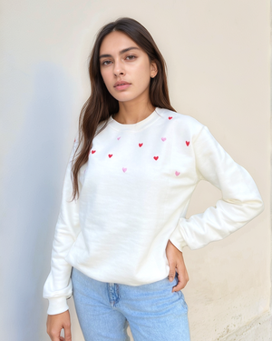Red Heart Hand Embroidery Loose fit sweatshirt - Vee Threads
