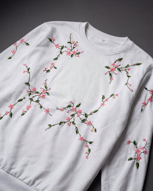 cherry vine hand embroidered floral sweatshirt front view