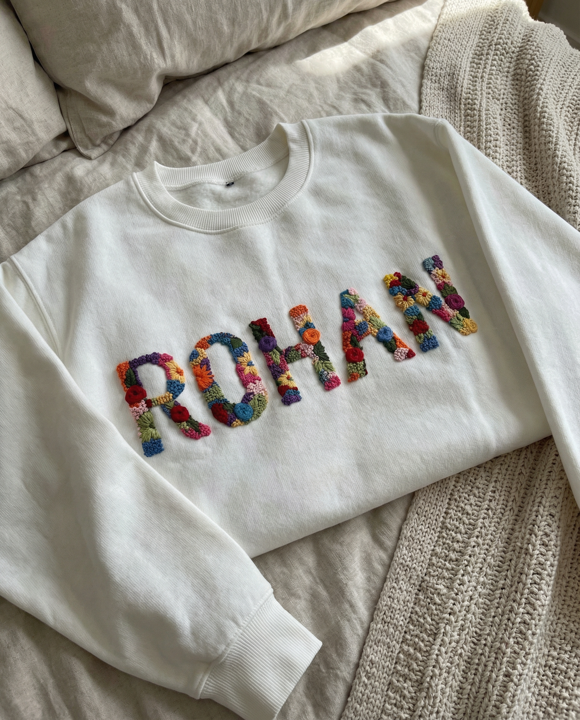 Custom Name Hand Embroidery sweatshirt (Unisex)