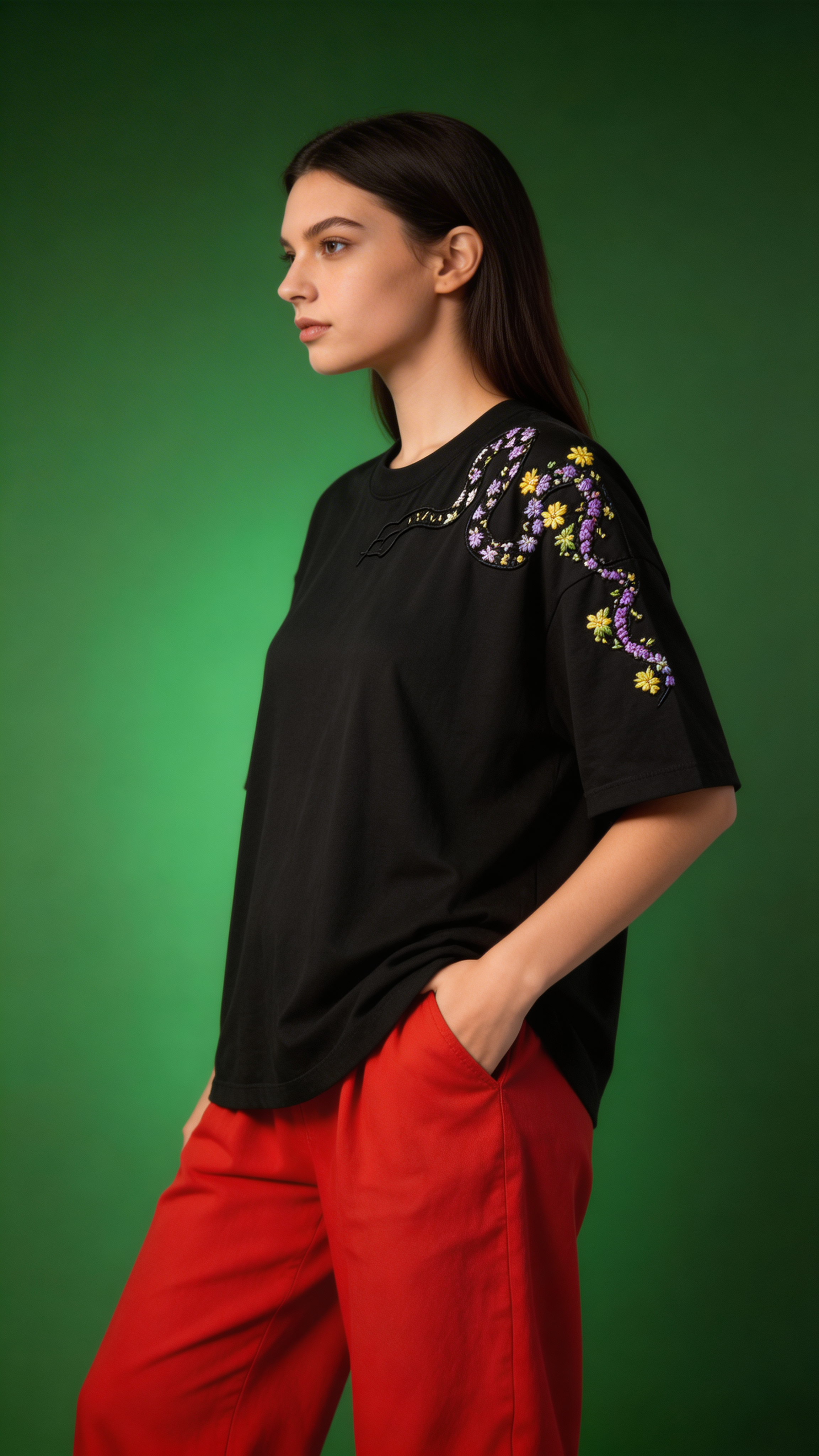 Serpentine Garden Hand Embroidered T-Shirt