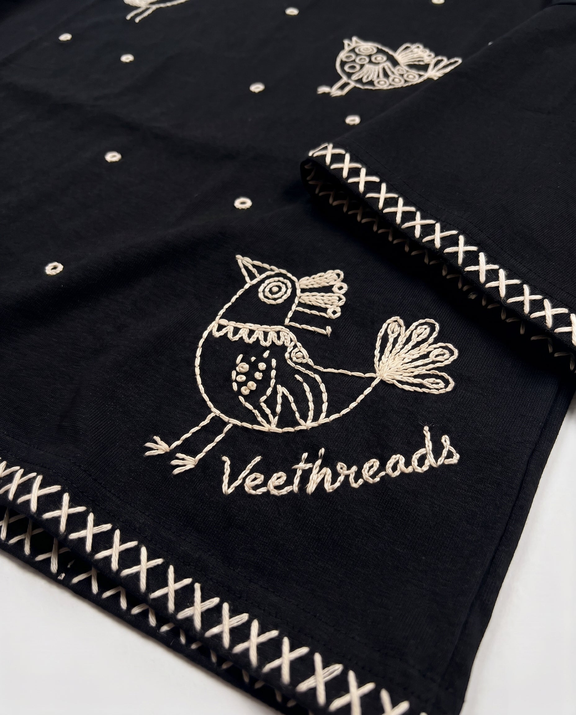 Folk Flock Hand-Embroidered Bird T-Shirt