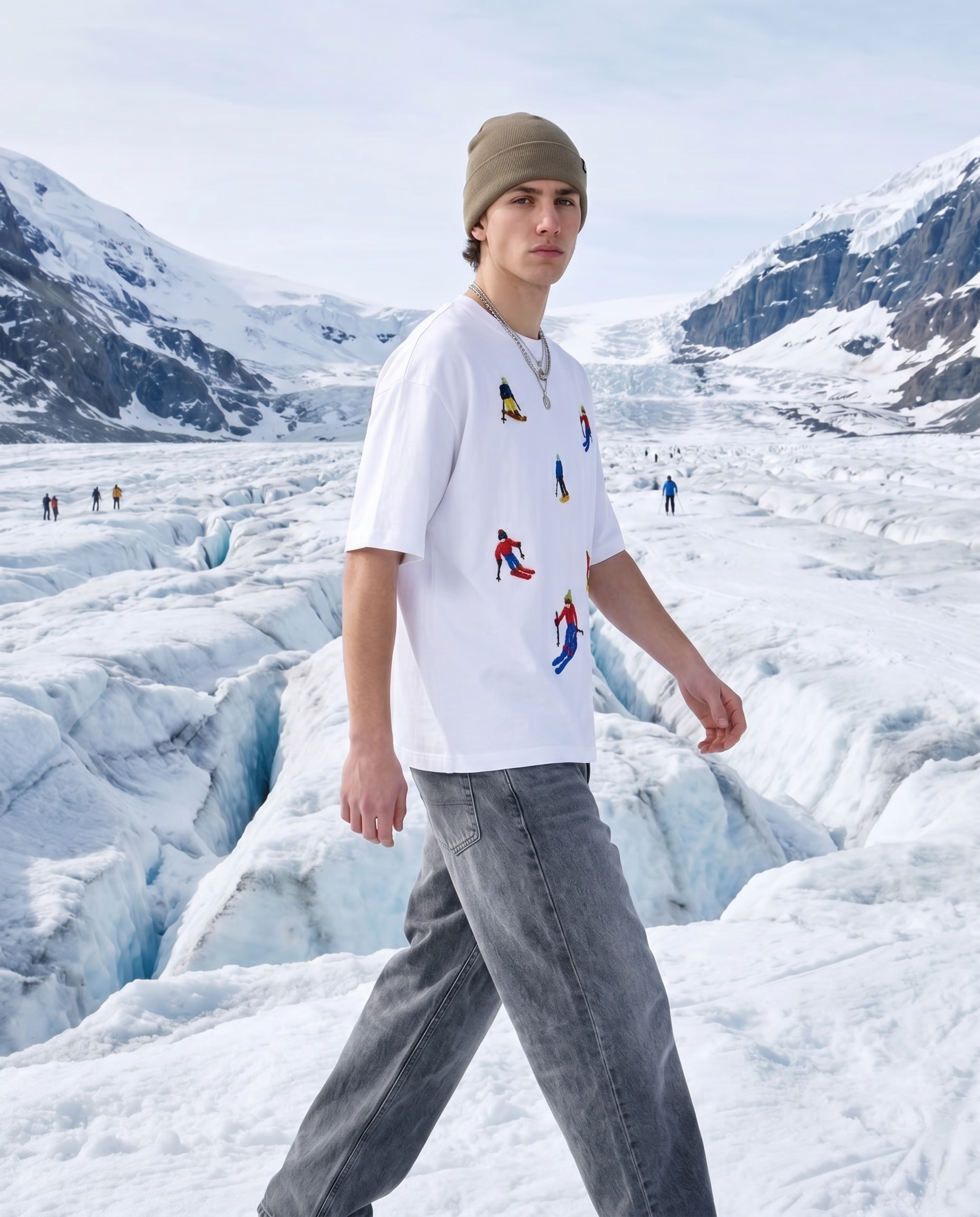 Piste | Ski & Snowboard Hand-Embroidered T-shirt