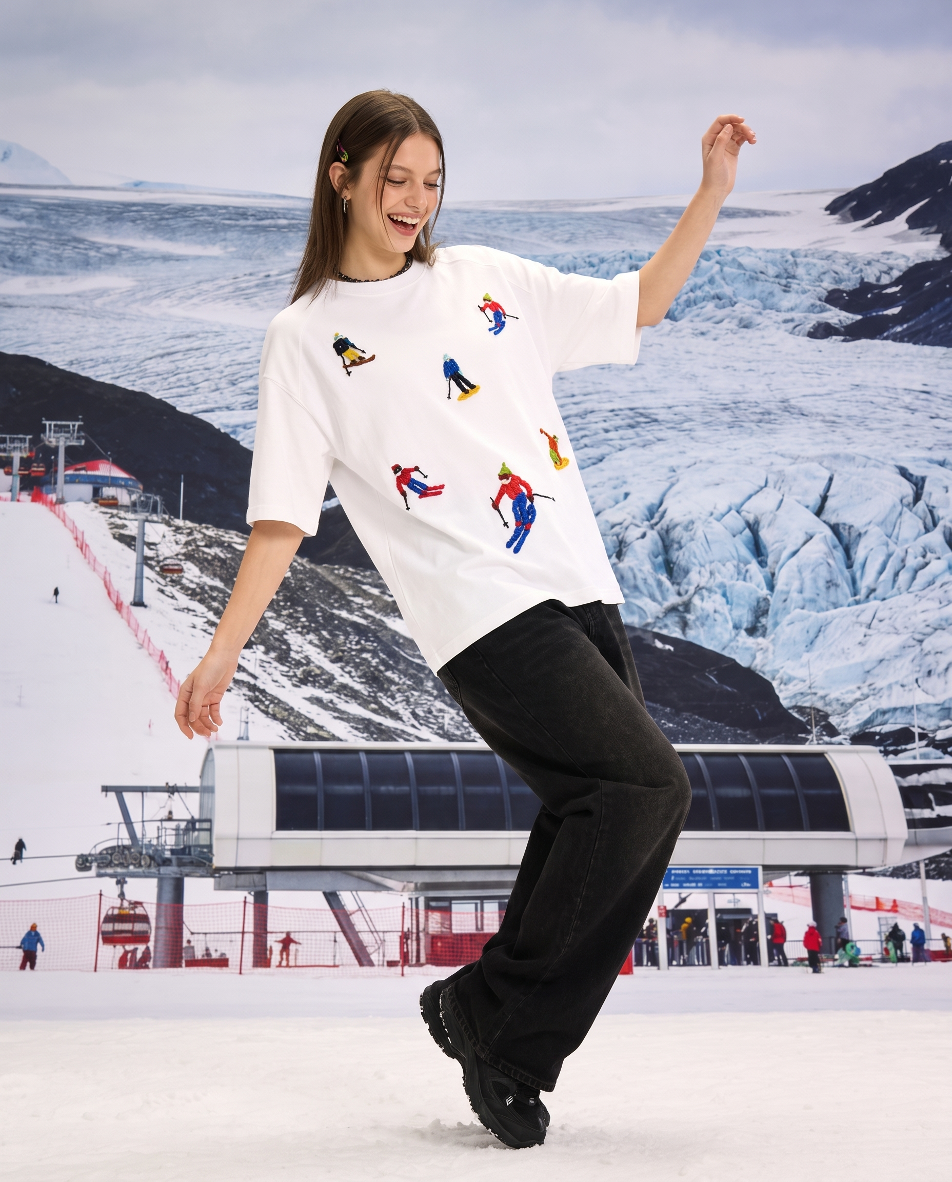 Piste | Ski & Snowboard Hand-Embroidered T-shirt