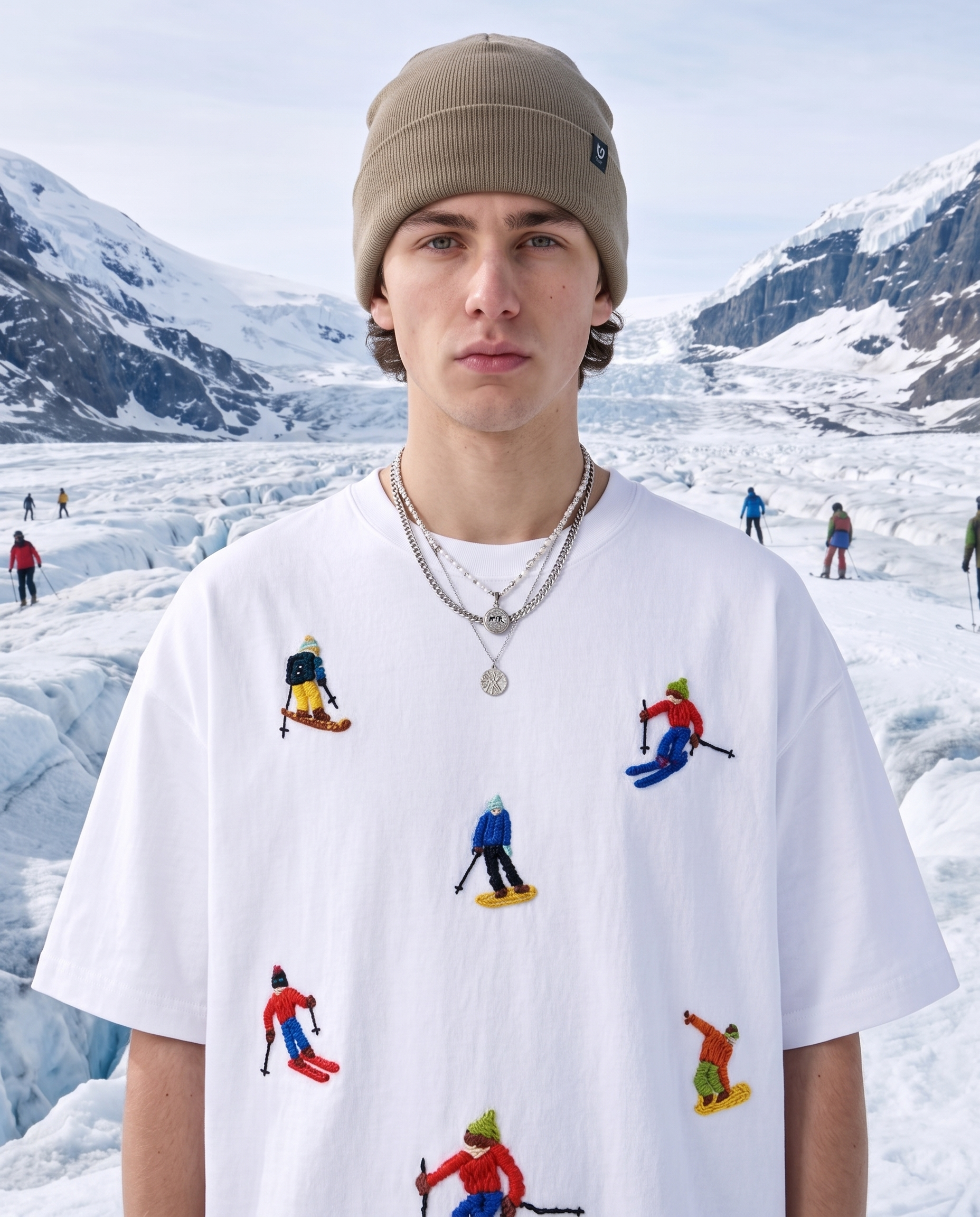 Piste | Ski & Snowboard Hand-Embroidered T-shirt
