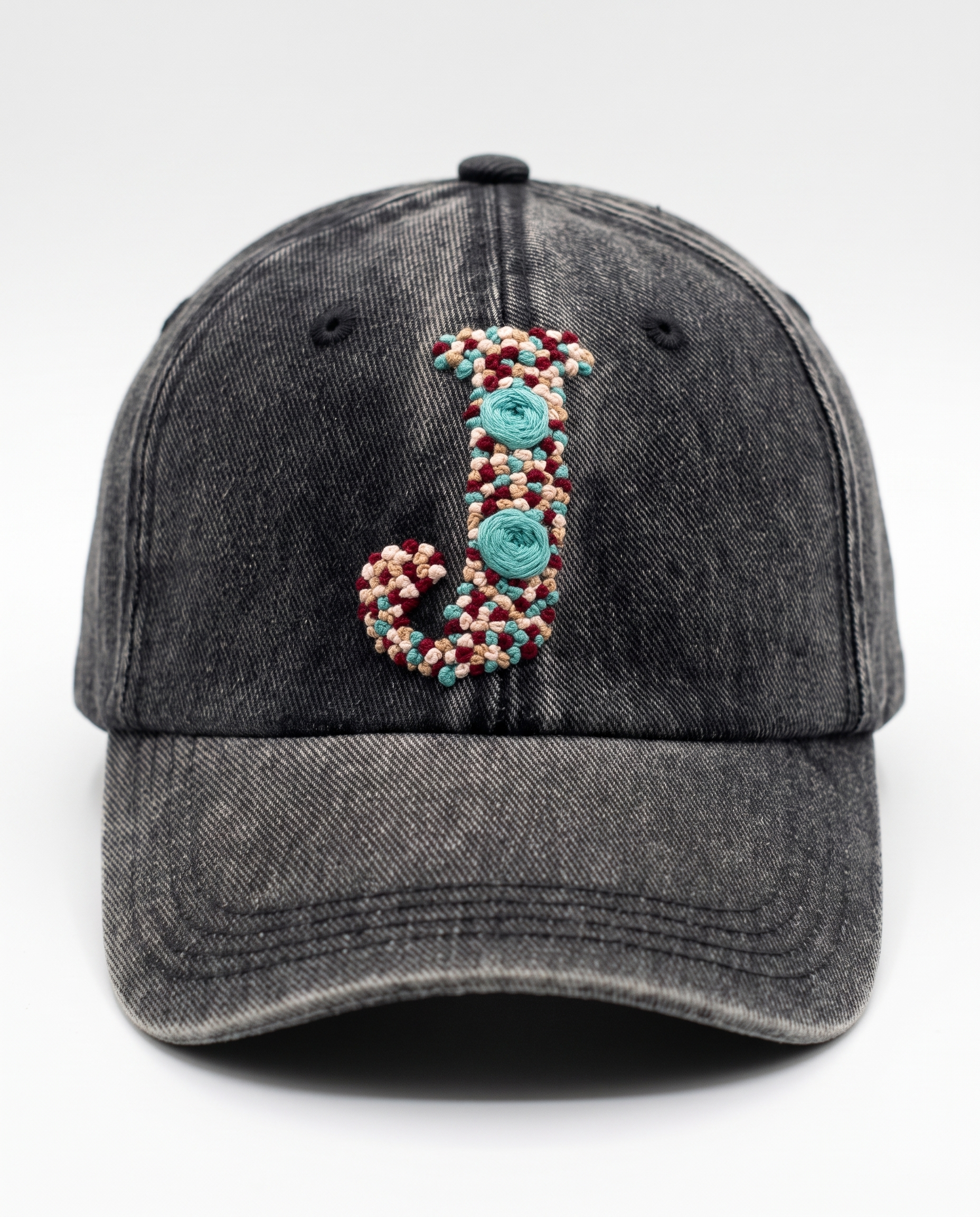 Custom Initials Hand-Embroidered Denim Caps (Unisex)