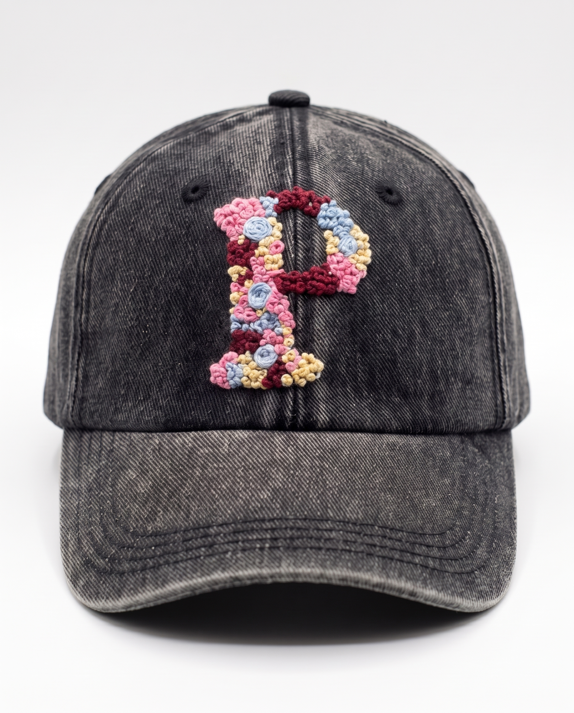 Custom Initials Hand-Embroidered Denim Caps (Unisex)