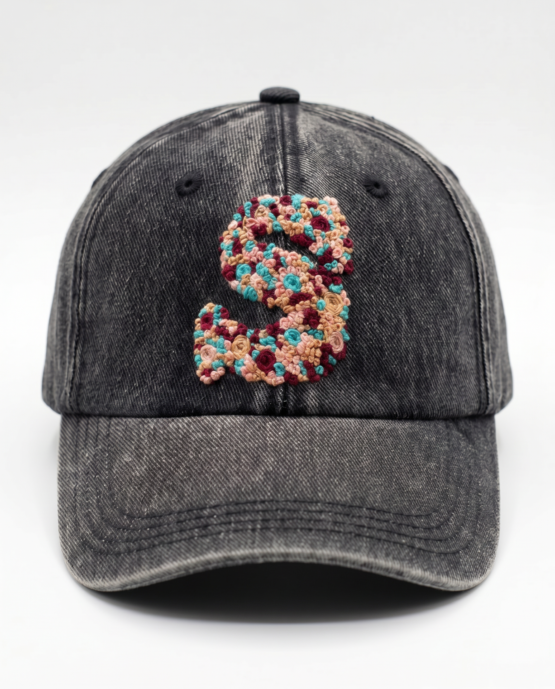 Custom Initials Hand-Embroidered Denim Caps (Unisex)