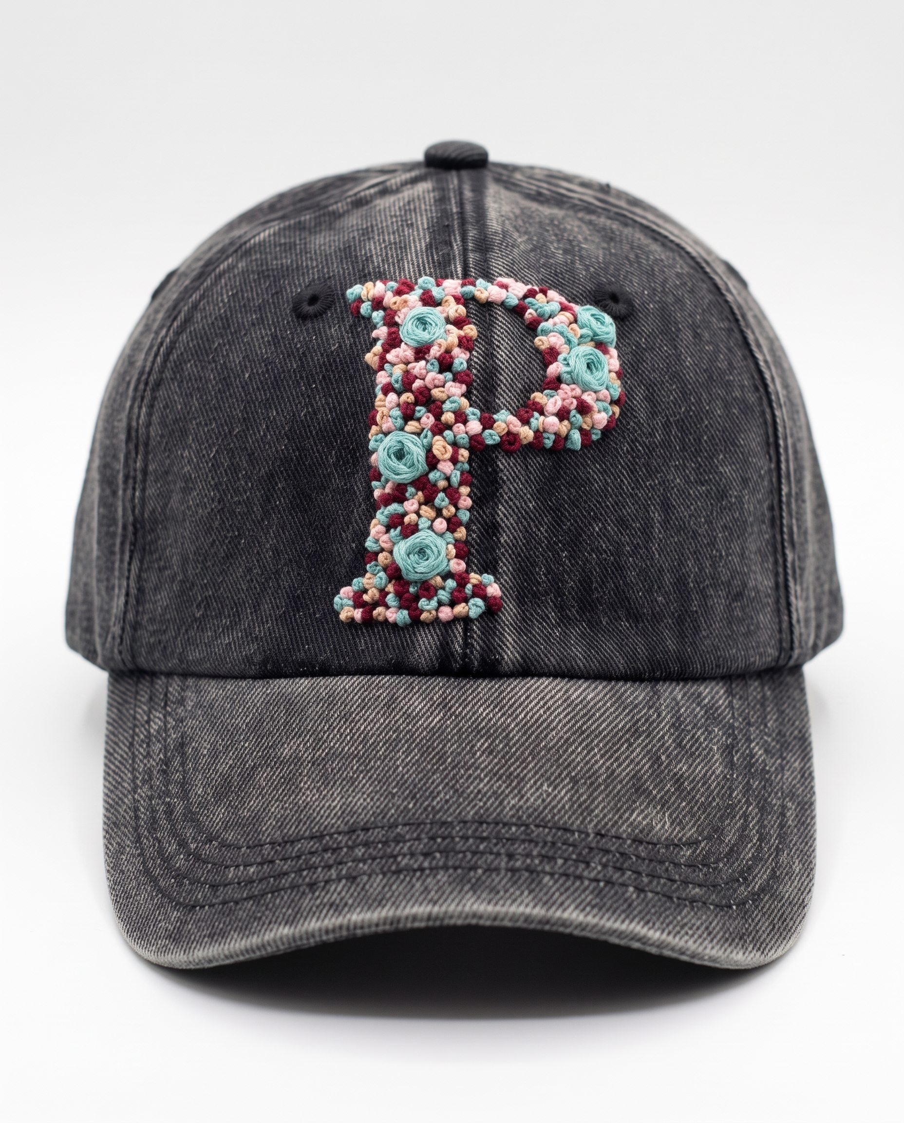 Custom Initials Hand-Embroidered Denim Caps (Unisex)