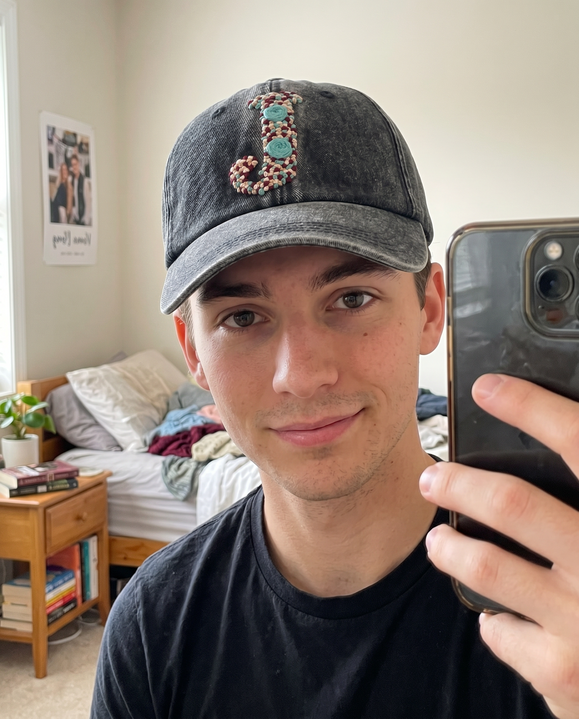 Custom Initials Hand-Embroidered Denim Caps (Unisex)
