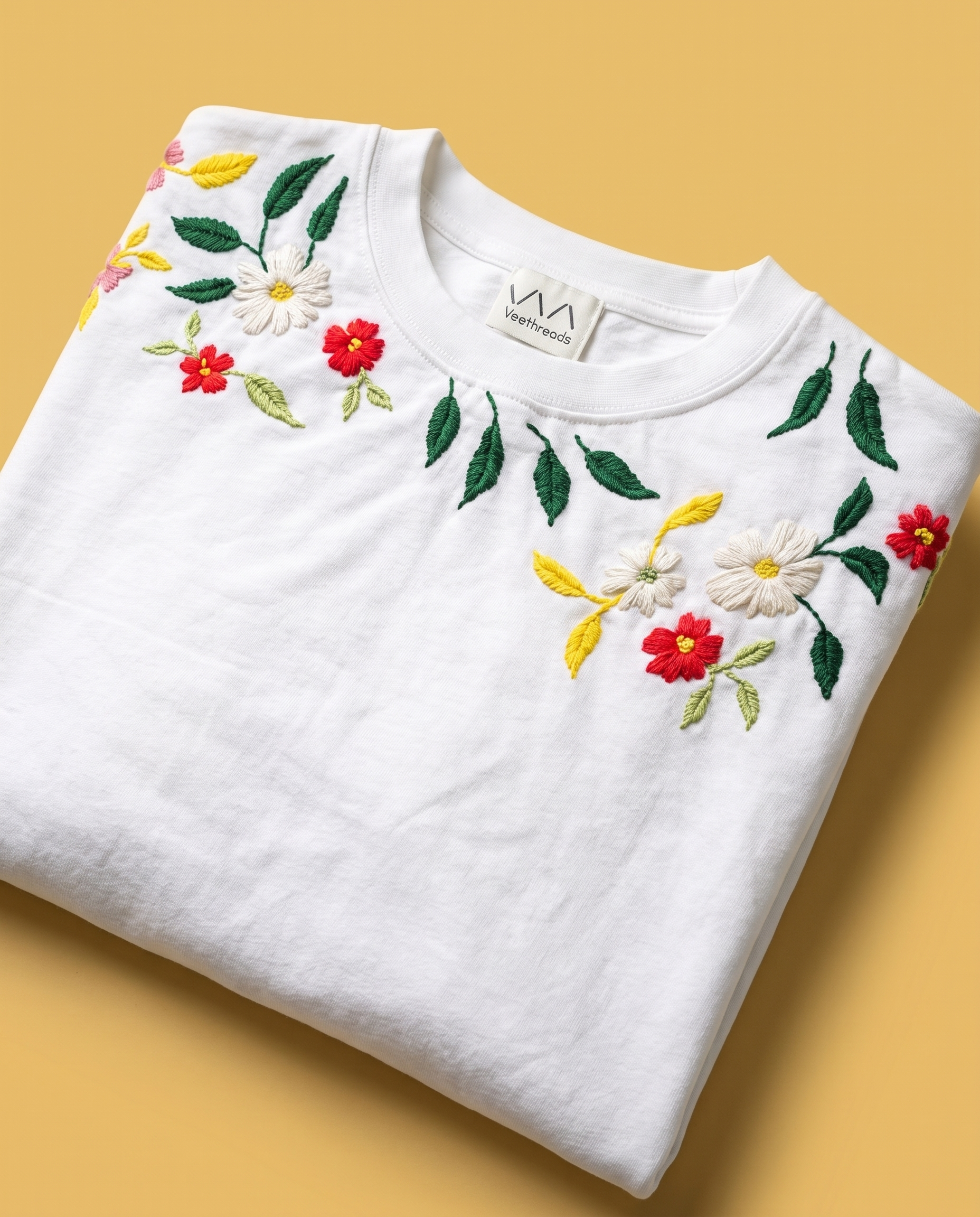 Hand Embroidered Floral Sweatshirt – Artisan Made Cotton Pullover