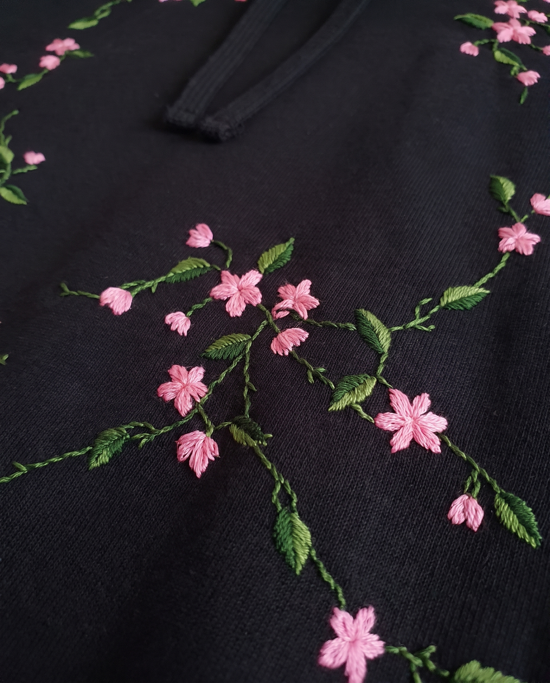 Cherry Blossom Hand-Embroidered Hoodie