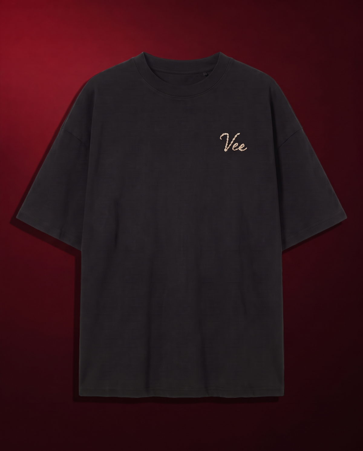 Devil Cupid Hand-Embroidered Oversized T-Shirt, Black