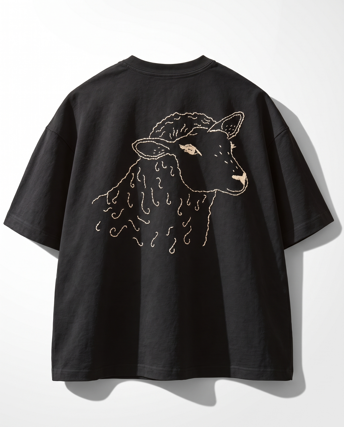 Black Sheep Hand Embroidered Black Oversized T-Shirt for Men & Women