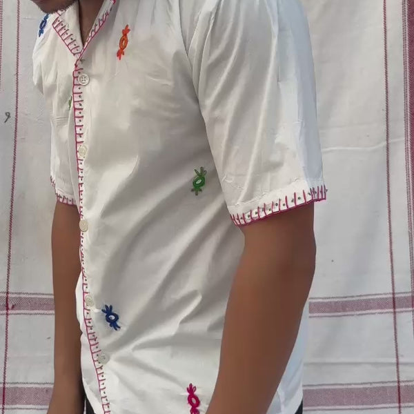 Phool Mirror Work Shirt – Hand Embroidered Shisha Cotton Shirt