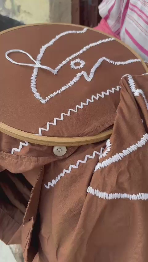 kela leaf hand embroidered  Shirt