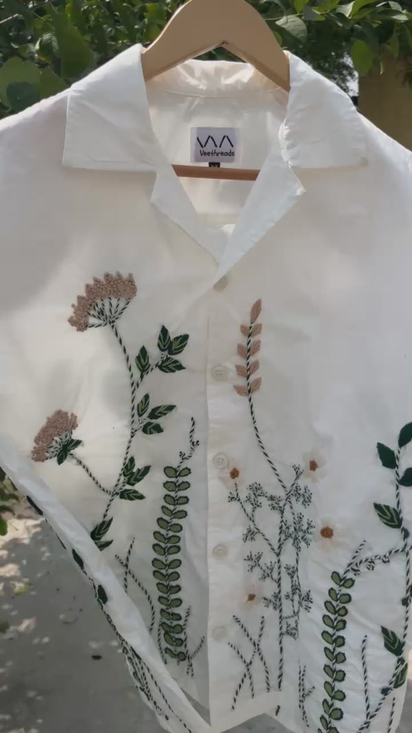 Hand Embroidered Cotton Shirt for Men Floral Design | Premium Summer Wear